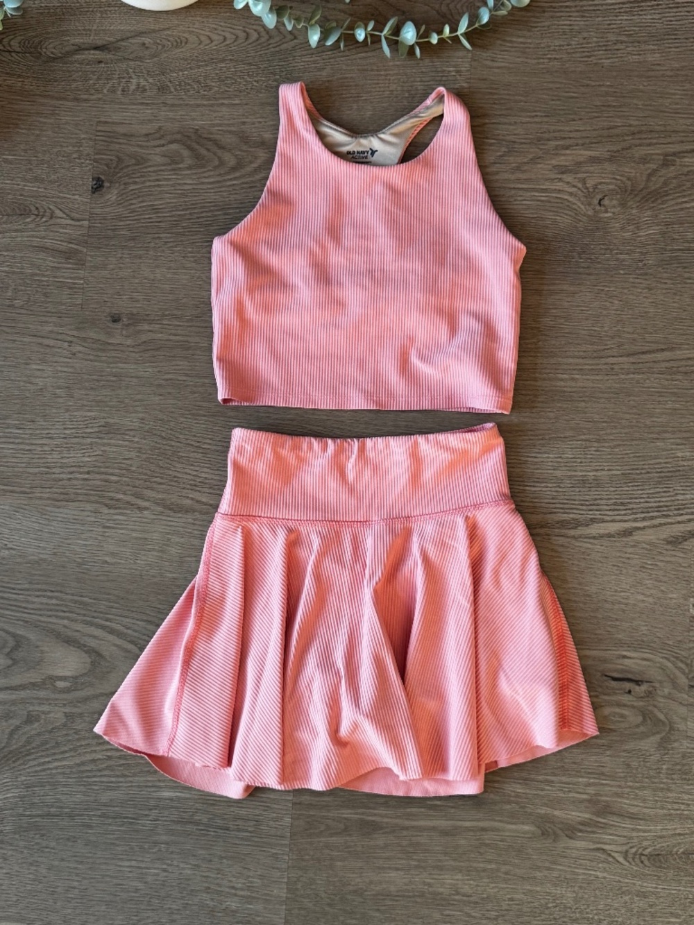 Old Navy Pink Ribbed Crop Tank and Skirt Set